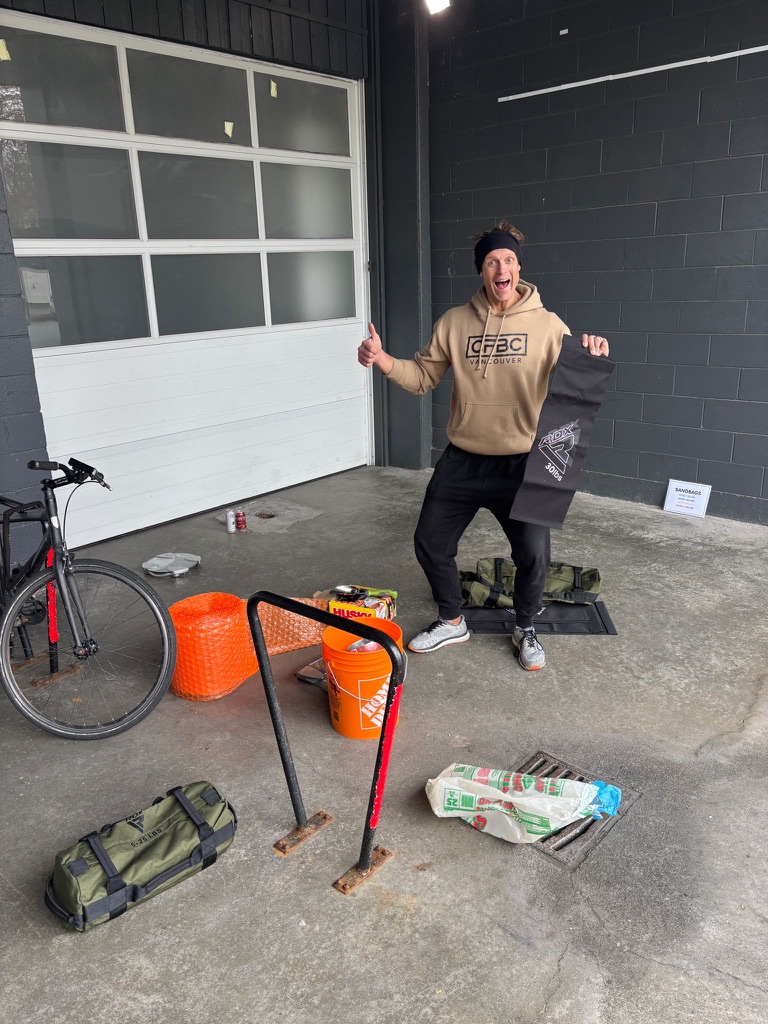 HYROX sandbag and training equipment at CrossFit BC